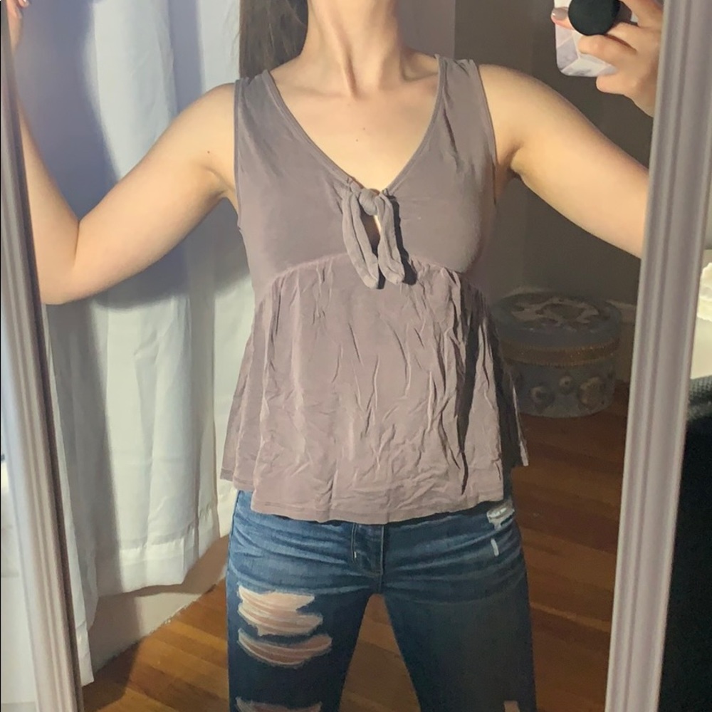 Purple Tank Top with Tie Front